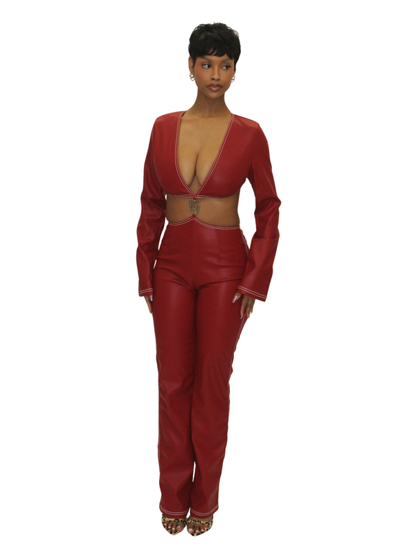 Leather Dream Jumpsuit Red